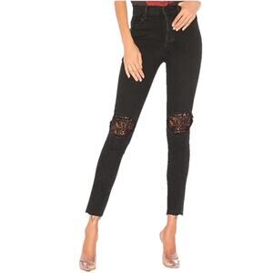 NWT MOTHER The Stunner Zip Fly Ankle Fray Stretch Denim‎ Baa Baa Black Sheep 26